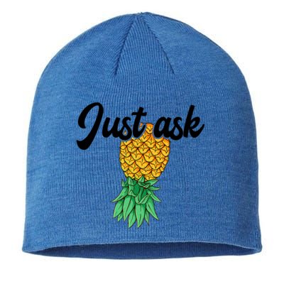 Vintage Upside Down Pineapple Just Ask Subtle Swinger Meaningful Gift Sustainable Beanie