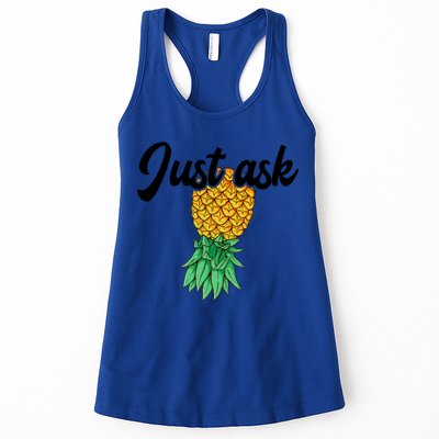 Vintage Upside Down Pineapple Just Ask Subtle Swinger Meaningful Gift Womens Tank Top