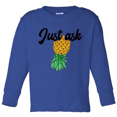 Vintage Upside Down Pineapple Just Ask Subtle Swinger Meaningful Gift Toddler Long Sleeve Shirt