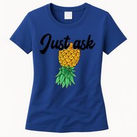 Vintage Upside Down Pineapple Just Ask Subtle Swinger Meaningful Gift Womens T-Shirt