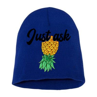 Vintage Upside Down Pineapple Just Ask Subtle Swinger Meaningful Gift Short Acrylic Beanie