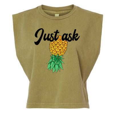 Vintage Upside Down Pineapple Just Ask Subtle Swinger Meaningful Gift Garment-Dyed Women's Muscle Tee