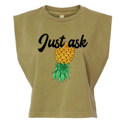 Vintage Upside Down Pineapple Just Ask Subtle Swinger Meaningful Gift Garment-Dyed Women's Muscle Tee