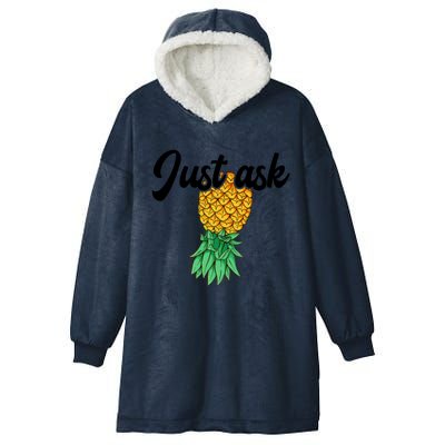 Vintage Upside Down Pineapple Just Ask Subtle Swinger Meaningful Gift Hooded Wearable Blanket