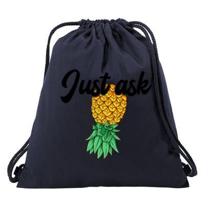 Vintage Upside Down Pineapple Just Ask Subtle Swinger Meaningful Gift Drawstring Bag