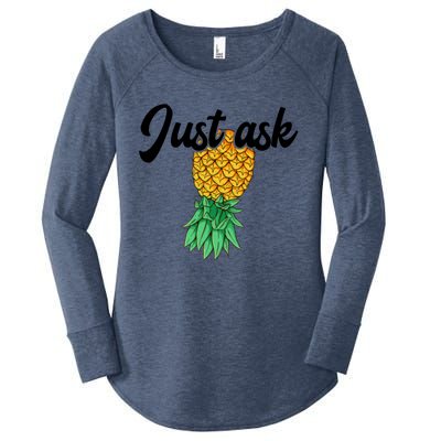 Vintage Upside Down Pineapple Just Ask Subtle Swinger Meaningful Gift Women's Perfect Tri Tunic Long Sleeve Shirt