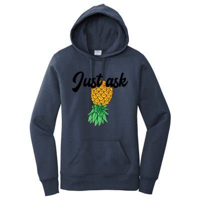 Vintage Upside Down Pineapple Just Ask Subtle Swinger Meaningful Gift Women's Pullover Hoodie