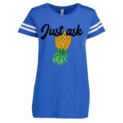 Vintage Upside Down Pineapple Just Ask Subtle Swinger Meaningful Gift Enza Ladies Jersey Football T-Shirt