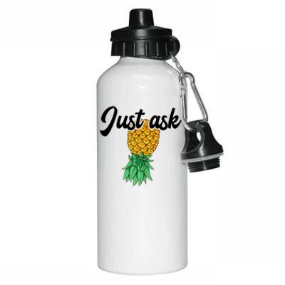 Vintage Upside Down Pineapple Just Ask Subtle Swinger Meaningful Gift Aluminum Water Bottle