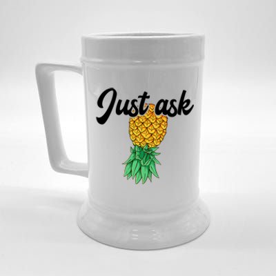 Vintage Upside Down Pineapple Just Ask Subtle Swinger Meaningful Gift Beer Stein