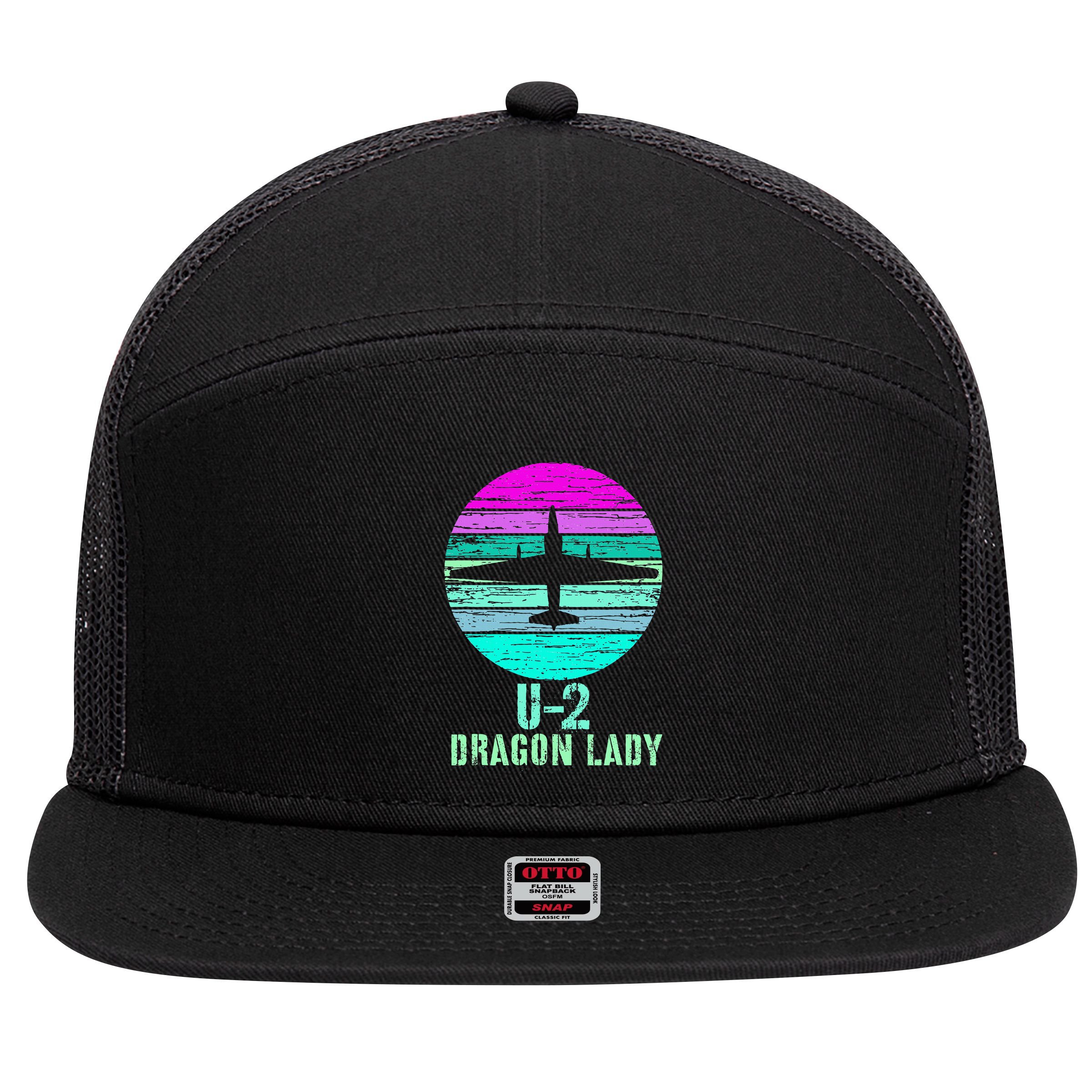 Vintage U.2 Dragon Lady Spy Plane Military 7 Panel Mesh Trucker Snapback Hat