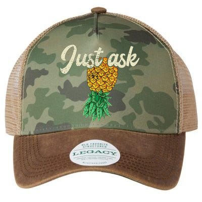 Vintage Upside Down Pineapple Just Ask Subtle Swinger Meaningful Gift Legacy Tie Dye Trucker Hat