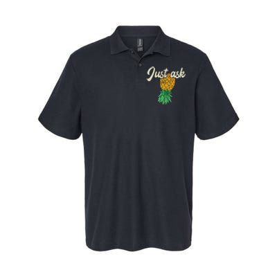 Vintage Upside Down Pineapple Just Ask Subtle Swinger Meaningful Gift Softstyle Adult Sport Polo