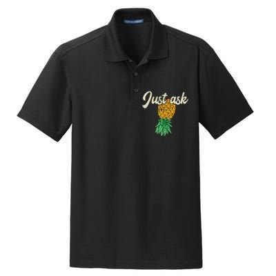 Vintage Upside Down Pineapple Just Ask Subtle Swinger Meaningful Gift Dry Zone Grid Polo