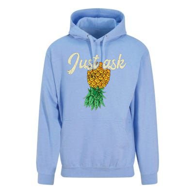 Vintage Upside Down Pineapple Just Ask Subtle Swinger Meaningful Gift Unisex Surf Hoodie