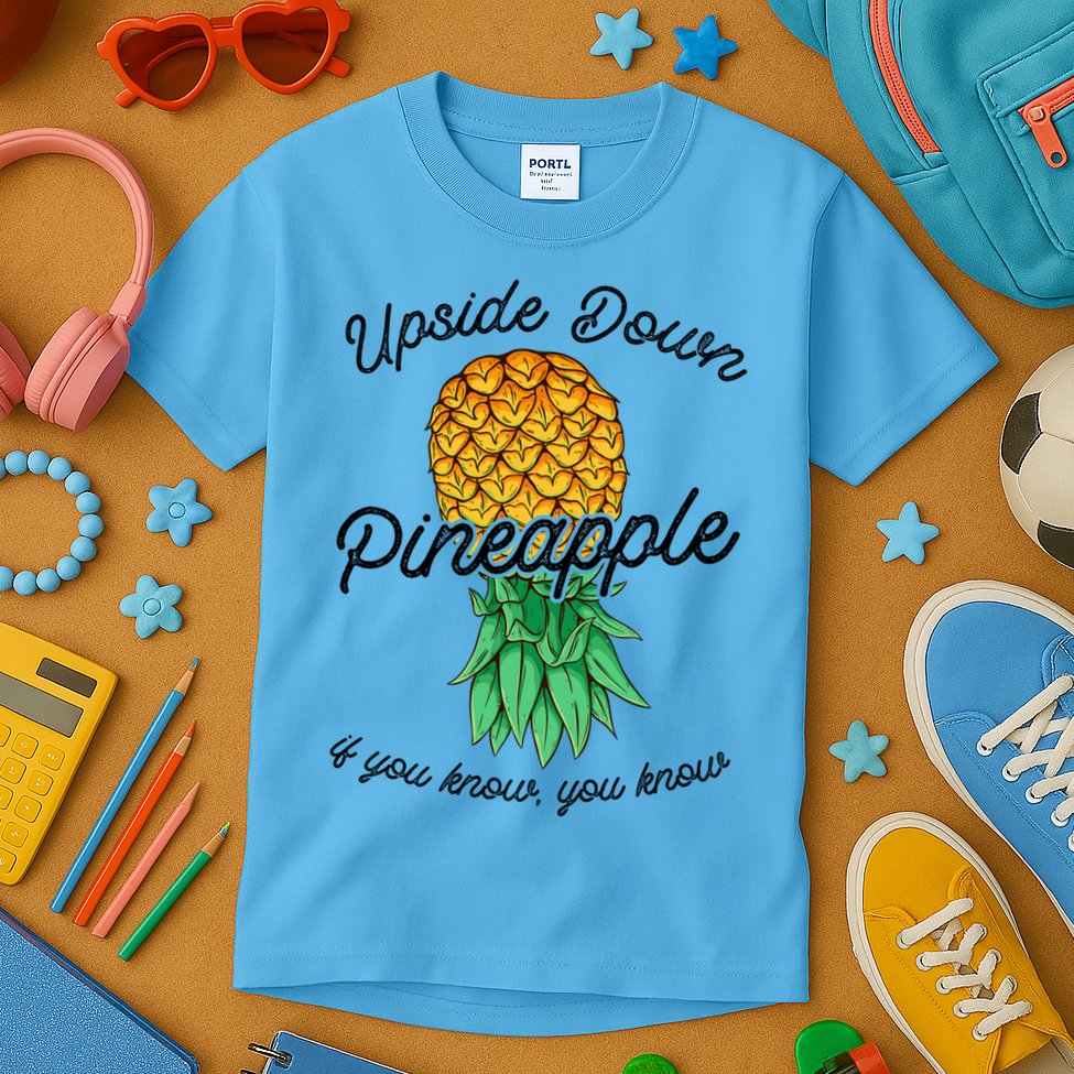 Vintage Upside Down Pineapple Subtle Swinger Cool Gift Kids T-Shirt