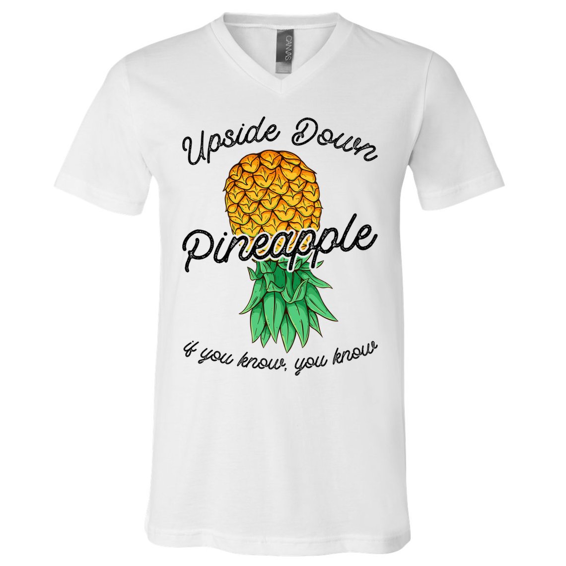 Vintage Upside Down Pineapple Subtle Swinger Cool Gift V-Neck T-Shirt
