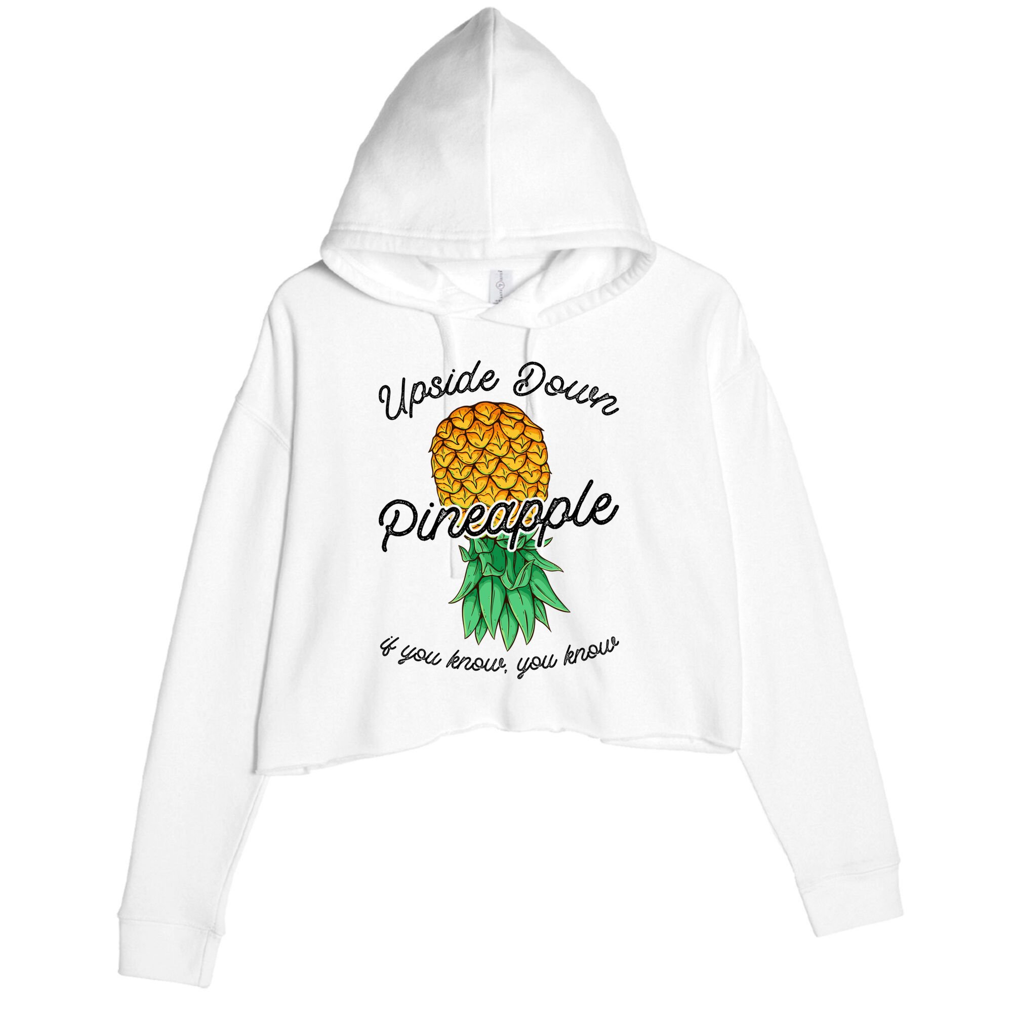 Vintage Upside Down Pineapple Subtle Swinger Cool Gift Crop Fleece Hoodie