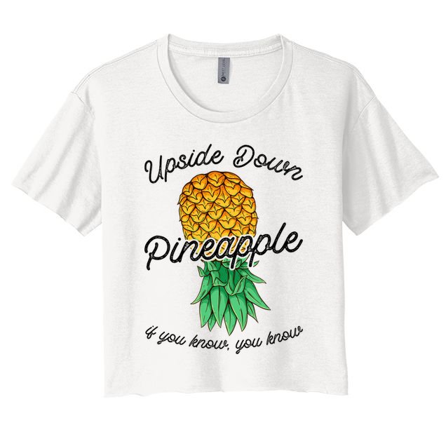 Vintage Upside Down Pineapple Subtle Swinger Cool Gift Crop Top
