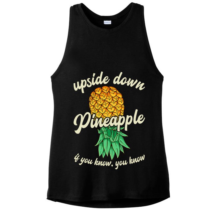 Vintage Upside Down Pineapple Subtle Swinger Gift Ladies PosiCharge Tri-Blend Wicking Tank