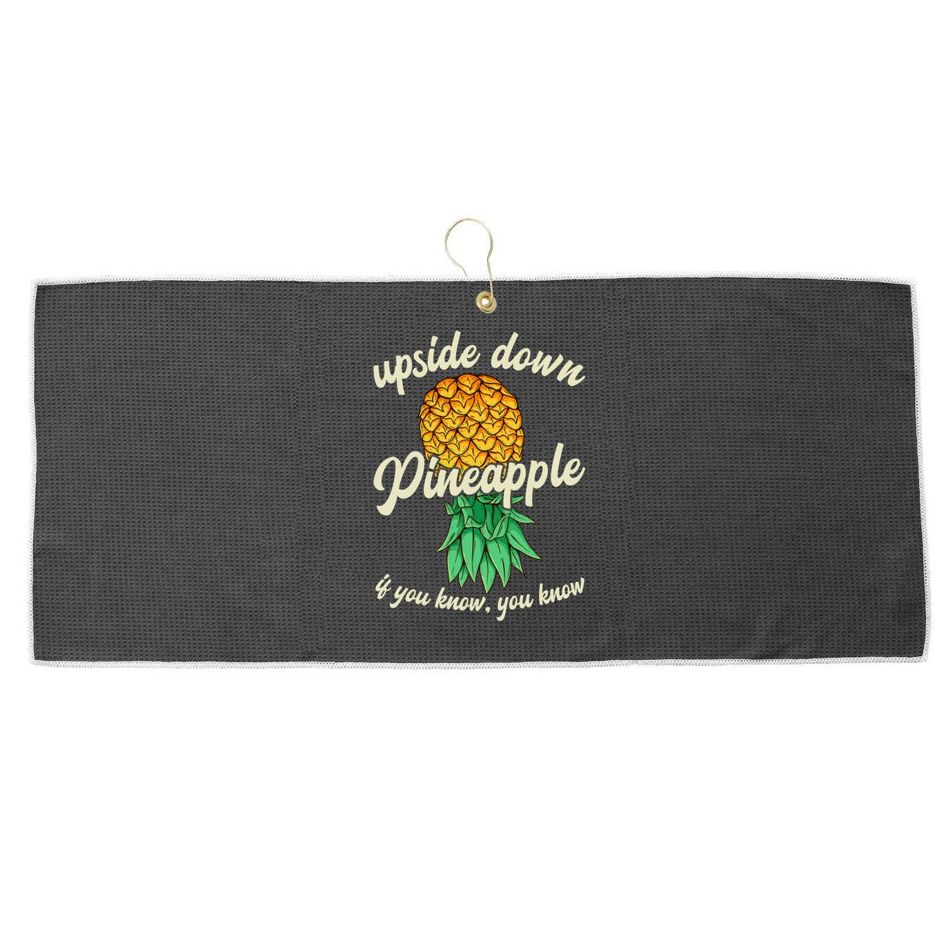 Vintage Upside Down Pineapple Subtle Swinger Gift Large Microfiber Waffle Golf Towel