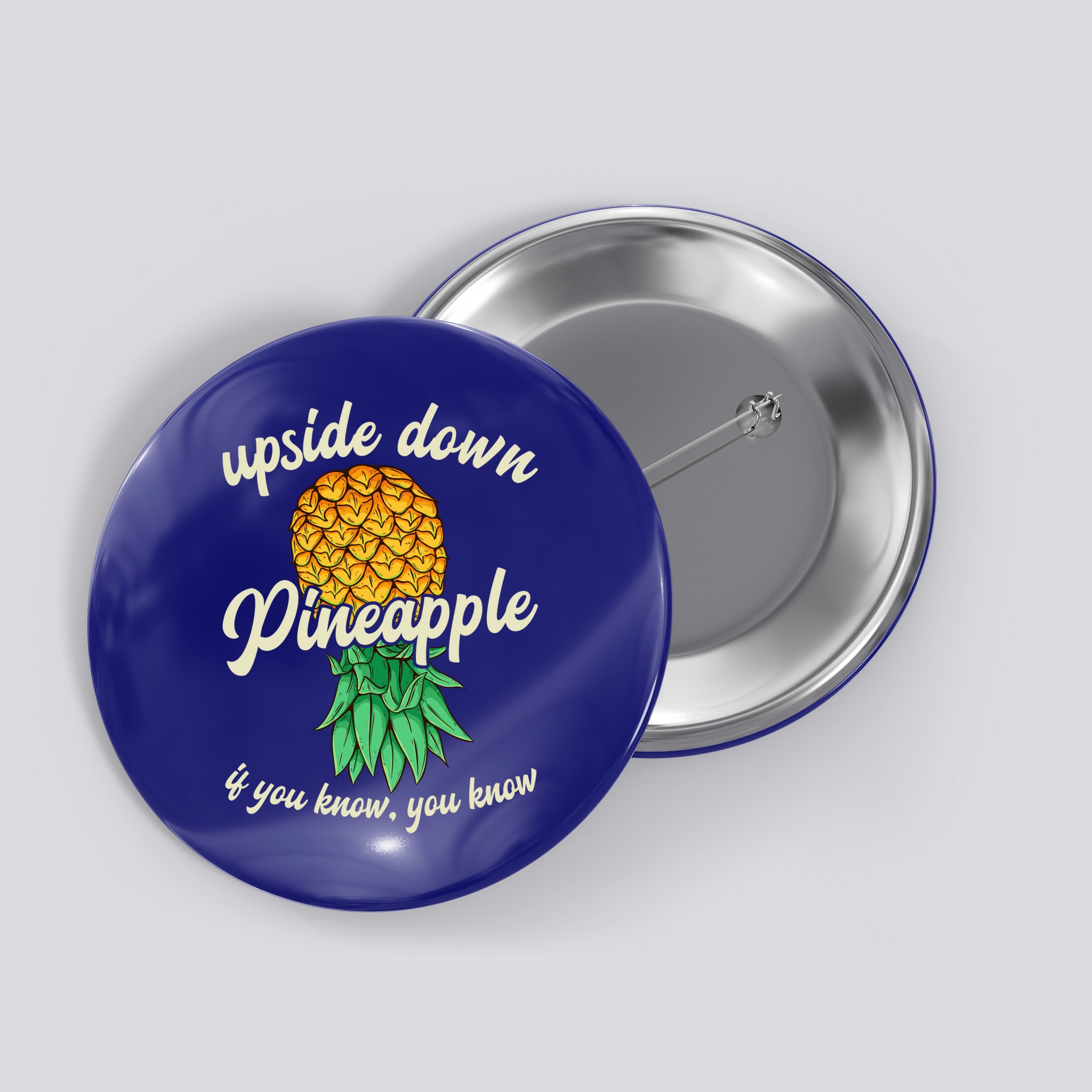 Vintage Upside Down Pineapple Subtle Swinger Gift Button