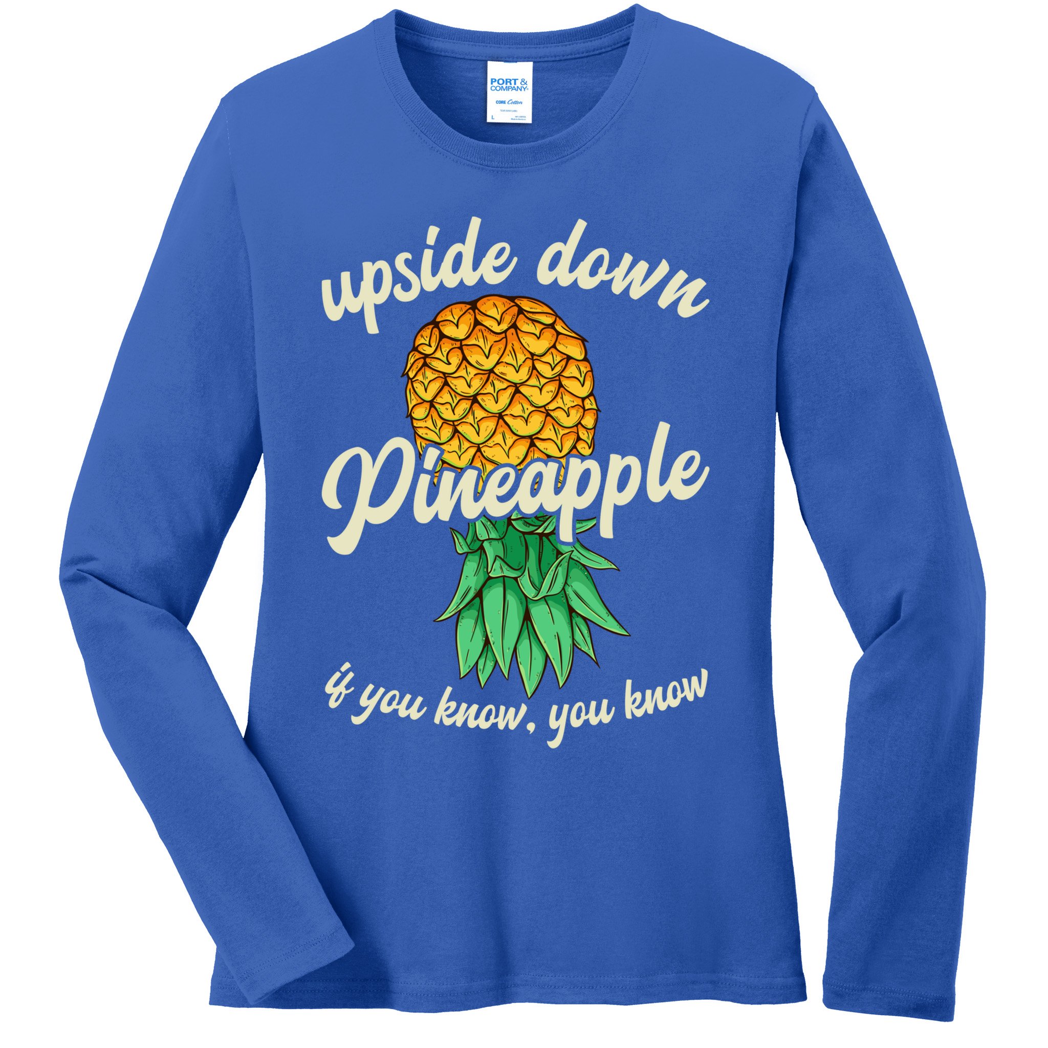Vintage Upside Down Pineapple Subtle Swinger Gift Ladies Long Sleeve Shirt
