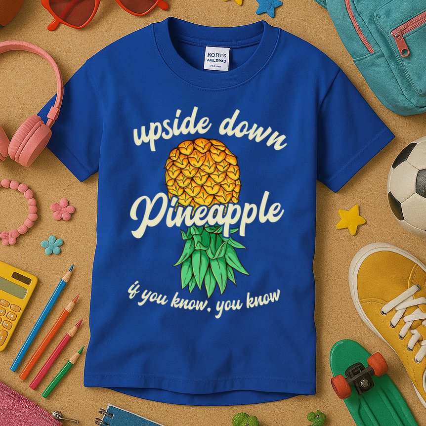 Vintage Upside Down Pineapple Subtle Swinger Gift Kids T-Shirt