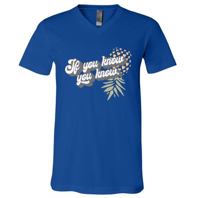 Vintage Upside Down Pineapple Subtle Swinger Cool Gift V-Neck T-Shirt