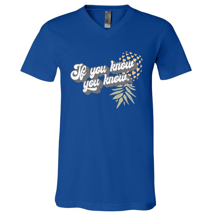 Vintage Upside Down Pineapple Subtle Swinger Cool Gift V-Neck T-Shirt