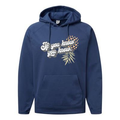 Vintage Upside Down Pineapple Subtle Swinger Cool Gift Performance Fleece Hoodie