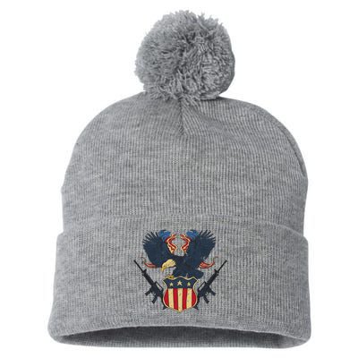 Veteran USA Eagle Pom Pom 12in Knit Beanie