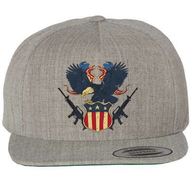 Veteran USA Eagle Wool Snapback Cap