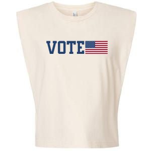 Vote Usa Election Patriotic American Flag Voting Garment-Dyed Women's Muscle Tee