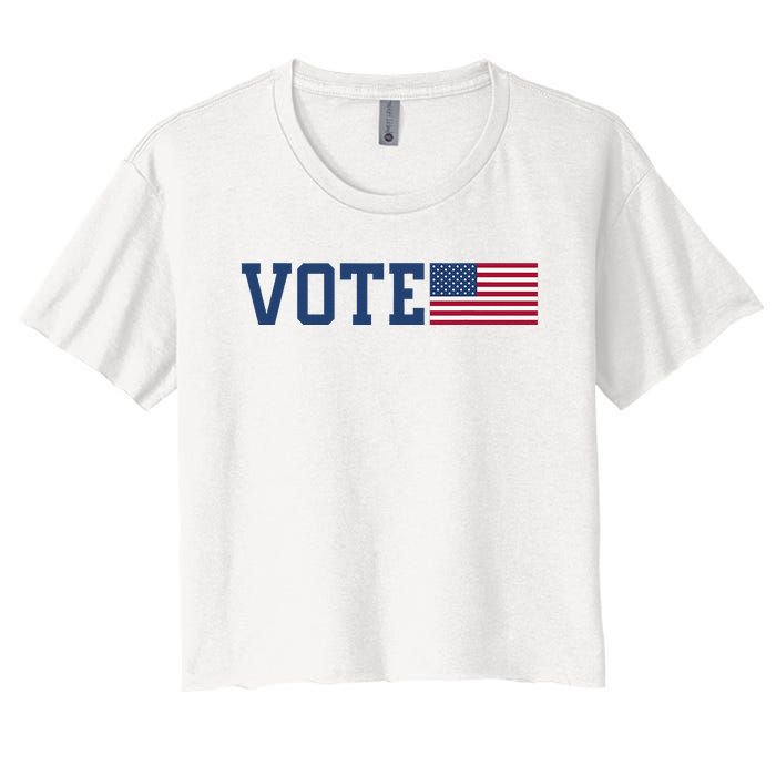 Vote Usa Election Patriotic American Flag Voting Women's Crop Top Tee