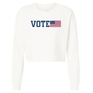 Vote Usa Election Patriotic American Flag Voting Cropped Pullover Crew