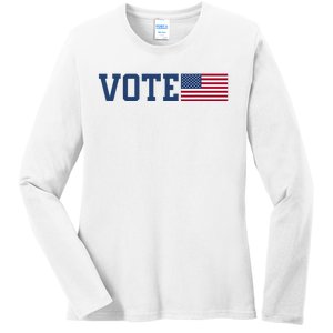 Vote Usa Election Patriotic American Flag Voting Ladies Long Sleeve Shirt