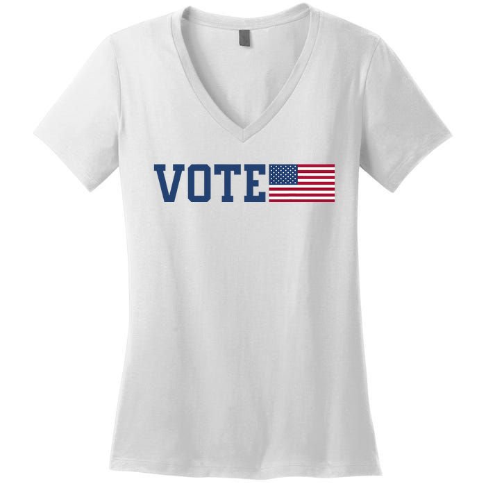 Vote Usa Election Patriotic American Flag Voting Women's V-Neck T-Shirt