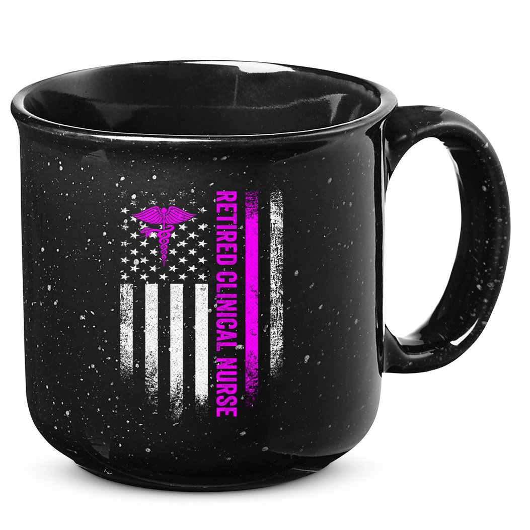 Vintage Usa Flag Proud Retired Clinical Nurse Retiret Gift 15oz Campfire Ceramic Mug