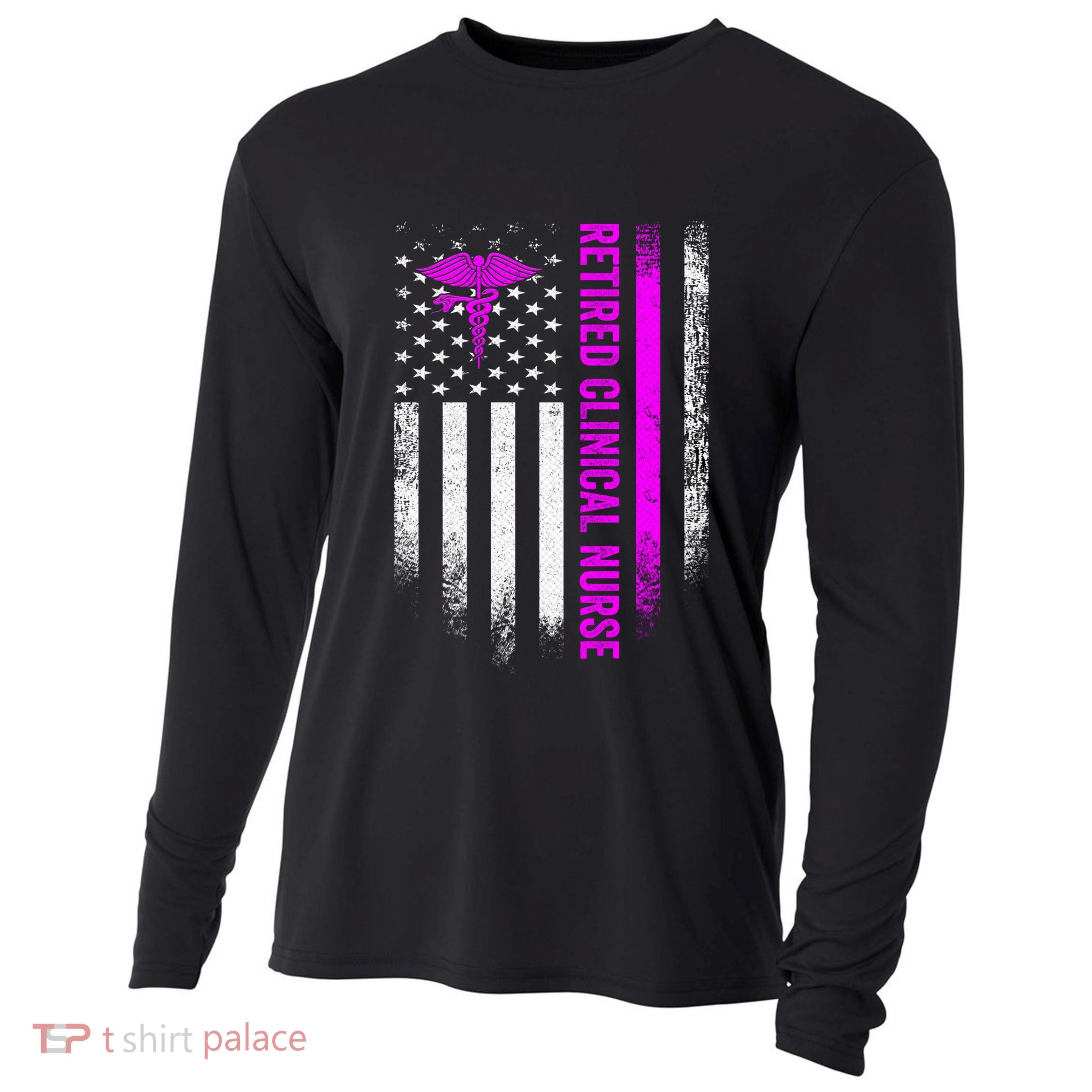Vintage Usa Flag Proud Retired Clinical Nurse Retiret Gift Cooling Performance Long Sleeve Crew
