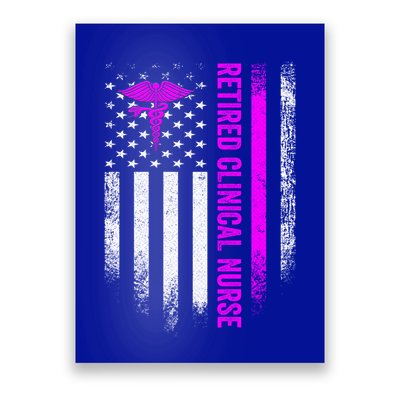 Vintage Usa Flag Proud Retired Clinical Nurse Retiret Gift Poster
