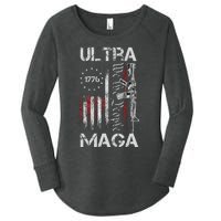 Vintage Usa Flag Ultra Maga Gun Usa 4th Of July Trump 2024 Women's Perfect Tri Tunic Long Sleeve Shirt