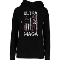 Vintage Usa Flag Ultra Maga Gun Usa 4th Of July Trump 2024 Womens Funnel Neck Pullover Hood