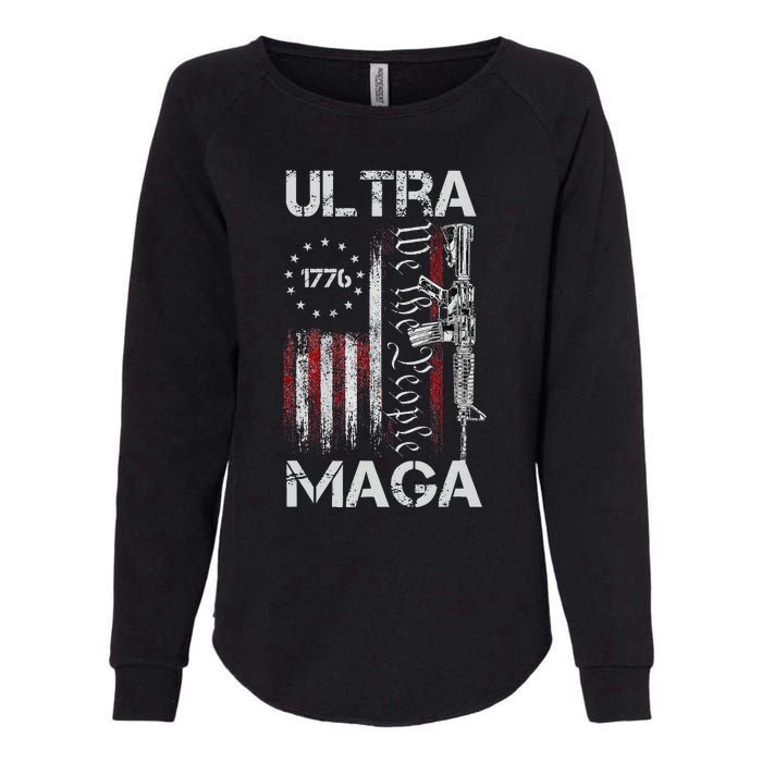 Vintage Usa Flag Ultra Maga Gun Usa 4th Of July Trump 2024 Womens California Wash Sweatshirt