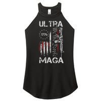 Vintage Usa Flag Ultra Maga Gun Usa 4th Of July Trump 2024 Women's Perfect Tri Rocker Tank