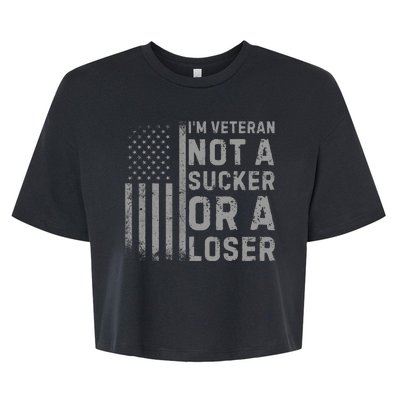 Vintage Usa Flag IM Veteran Not A Sucker Or A Loser Bella+Canvas Jersey Crop Tee