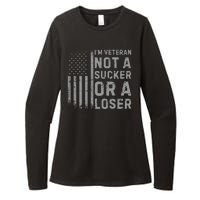 Vintage Usa Flag IM Veteran Not A Sucker Or A Loser Womens CVC Long Sleeve Shirt