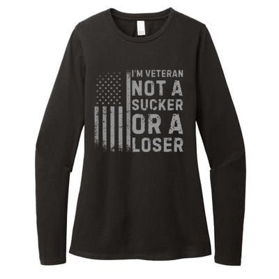 Vintage Usa Flag IM Veteran Not A Sucker Or A Loser Womens CVC Long Sleeve Shirt