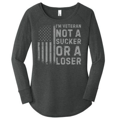 Vintage Usa Flag IM Veteran Not A Sucker Or A Loser Women's Perfect Tri Tunic Long Sleeve Shirt