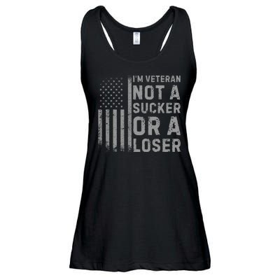 Vintage Usa Flag IM Veteran Not A Sucker Or A Loser Ladies Essential Flowy Tank